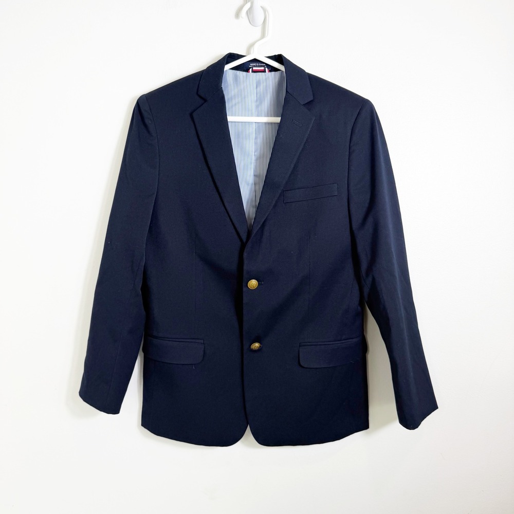 Tommy Hilfiger Blazer Boys Size 16 Navy Blue Gold Button Formal Suit Jacket